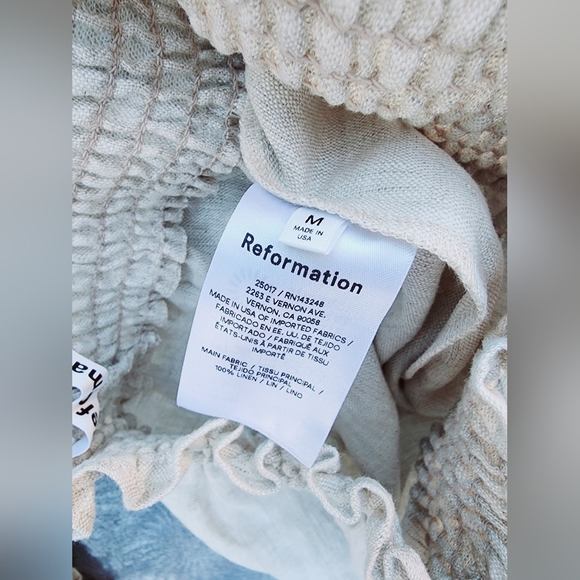 $278 NWT Reformation SET OF 2 Mora Linen Oatmeal Top Pants USA MADE Size M - Picture 9 of 11